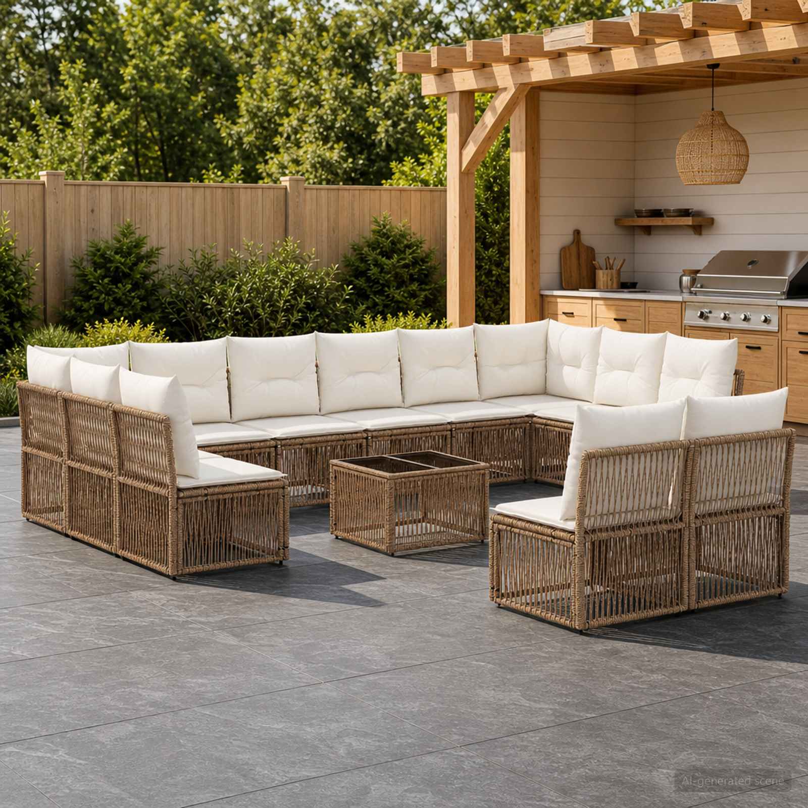 Set Divano da Giardino 13 pcs Beige polyrattan | homemem39