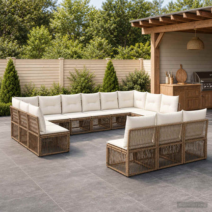 Set Divano da Giardino 13 pcs Beige polyrattan | homemem39