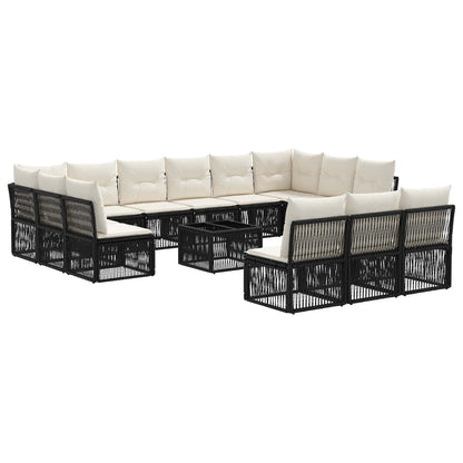 Set Divano da Giardino 14 pcs Nero polyrattan | homemem39