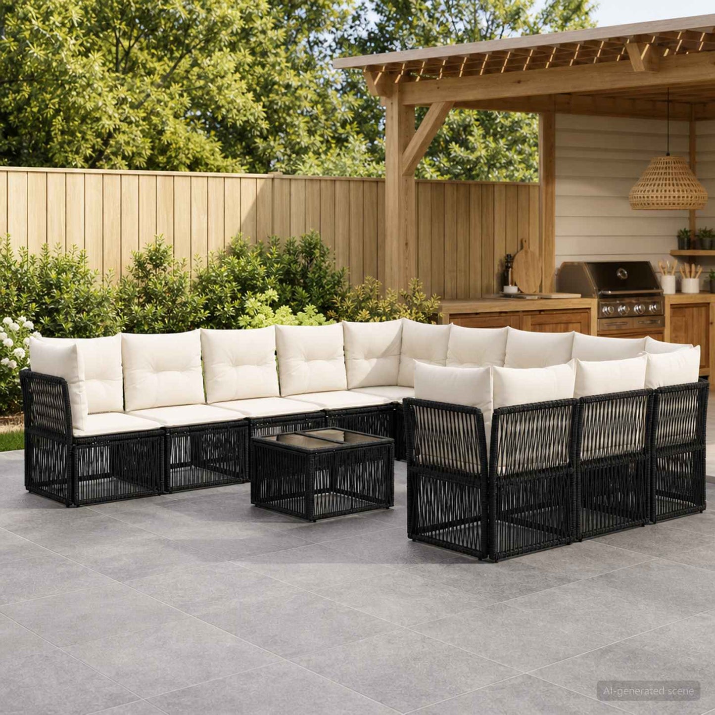 Set Divano da Giardino 12 pcs Nero polyrattan | homemem39