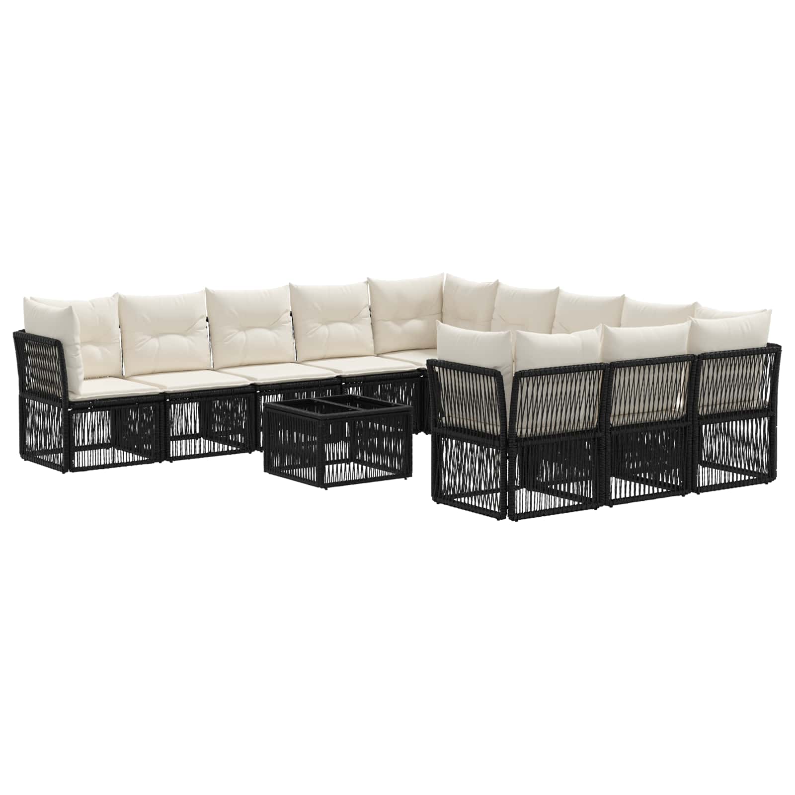 Set Divano da Giardino 12 pcs Nero polyrattan | homemem39