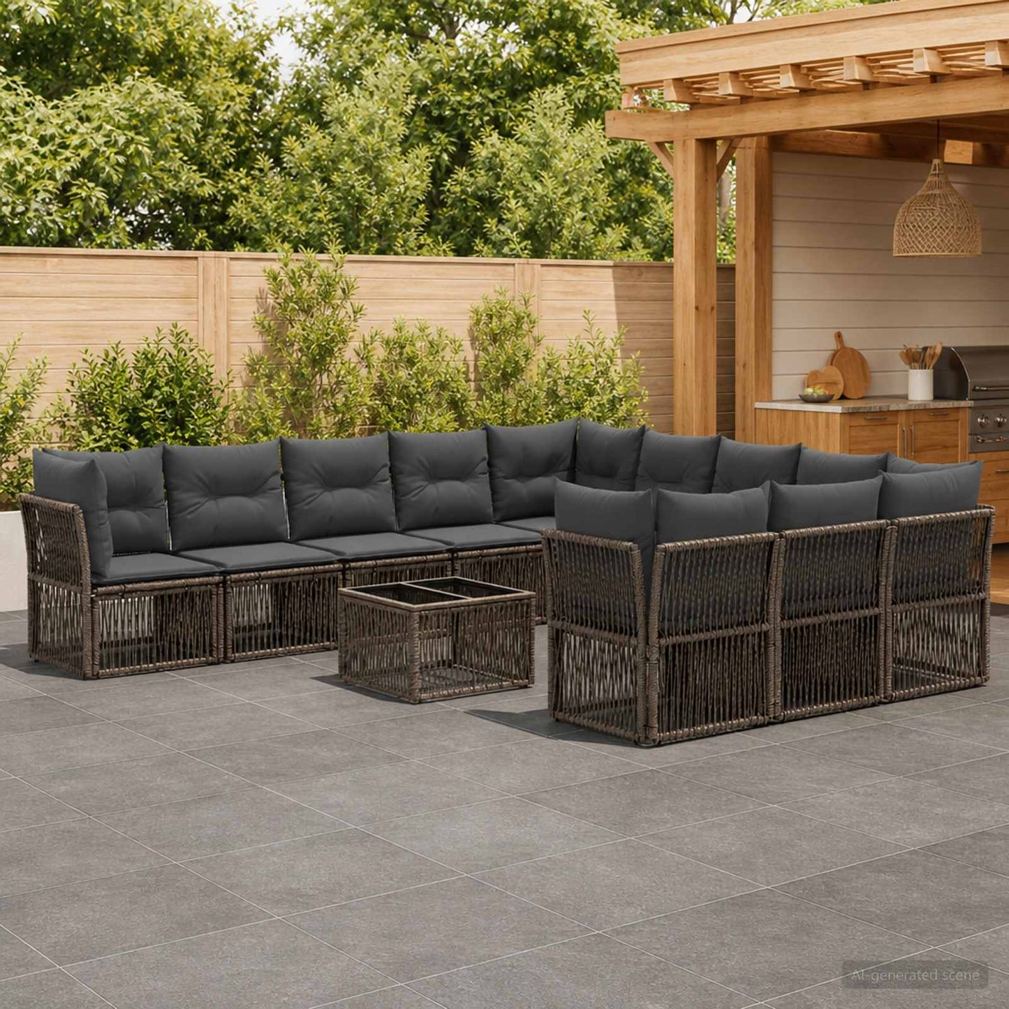 Set Divano da Giardino 12 pcs Grigio polyrattan | homemem39