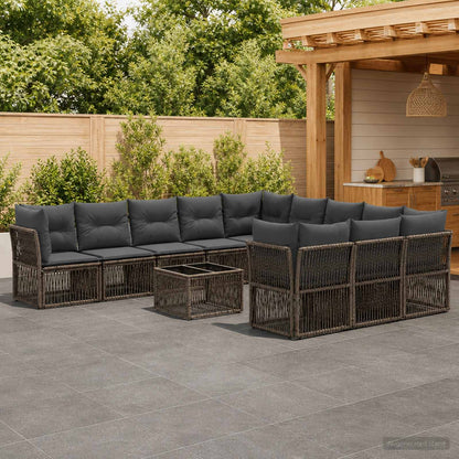 Set Divano da Giardino 12 pcs Grigio polyrattan | homemem39