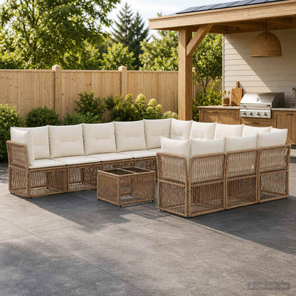 Set Divano da Giardino 12 pcs Beige polyrattan | homemem39