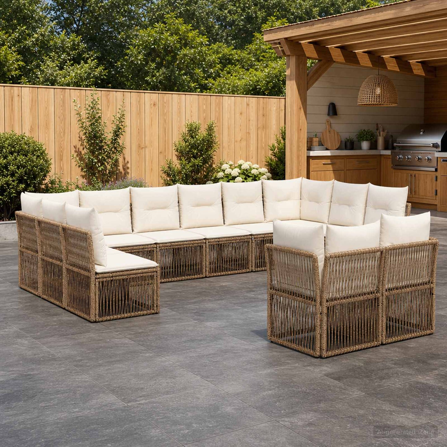 Set Divano da Giardino 12 pcs Beige polyrattan | homemem39