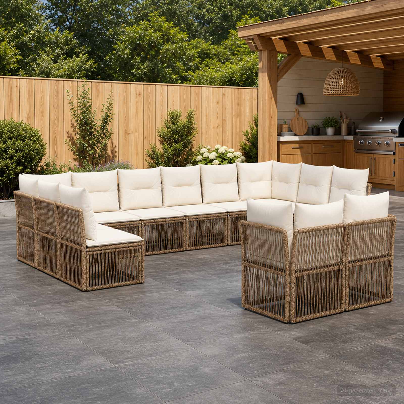 Set Divano da Giardino 12 pcs Beige polyrattan | homemem39