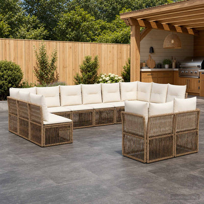 Set Divano da Giardino 12 pcs Beige polyrattan | homemem39