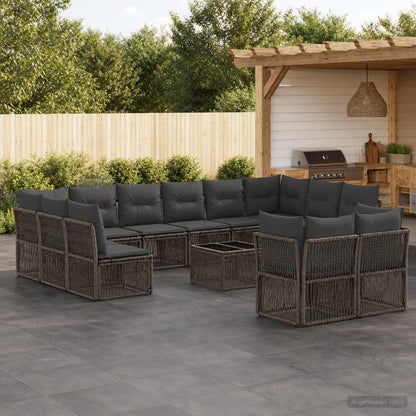 Set Divano da Giardino 13 pcs Grigio polyrattan | homemem39