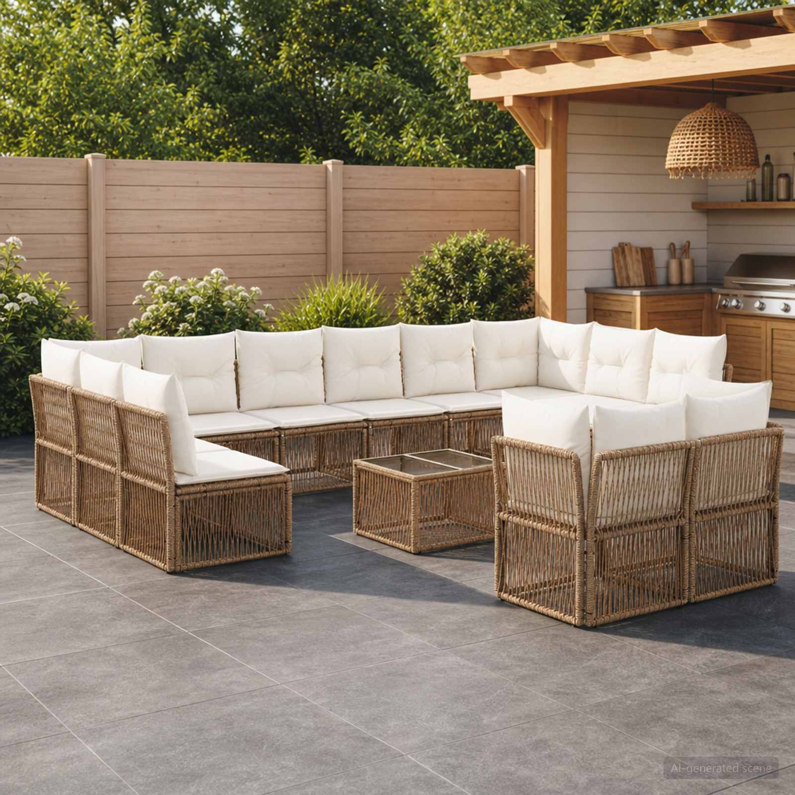Set Divano da Giardino 13 pcs Beige polyrattan | homemem39
