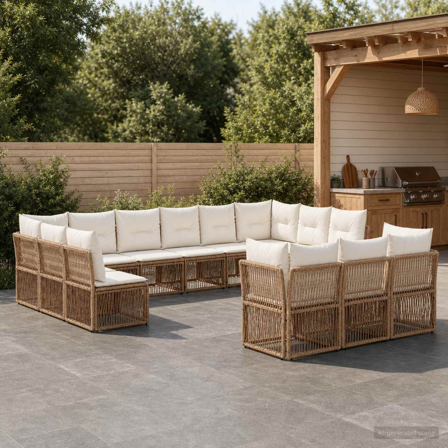 Set Divano da Giardino 13 pcs Beige polyrattan | homemem39
