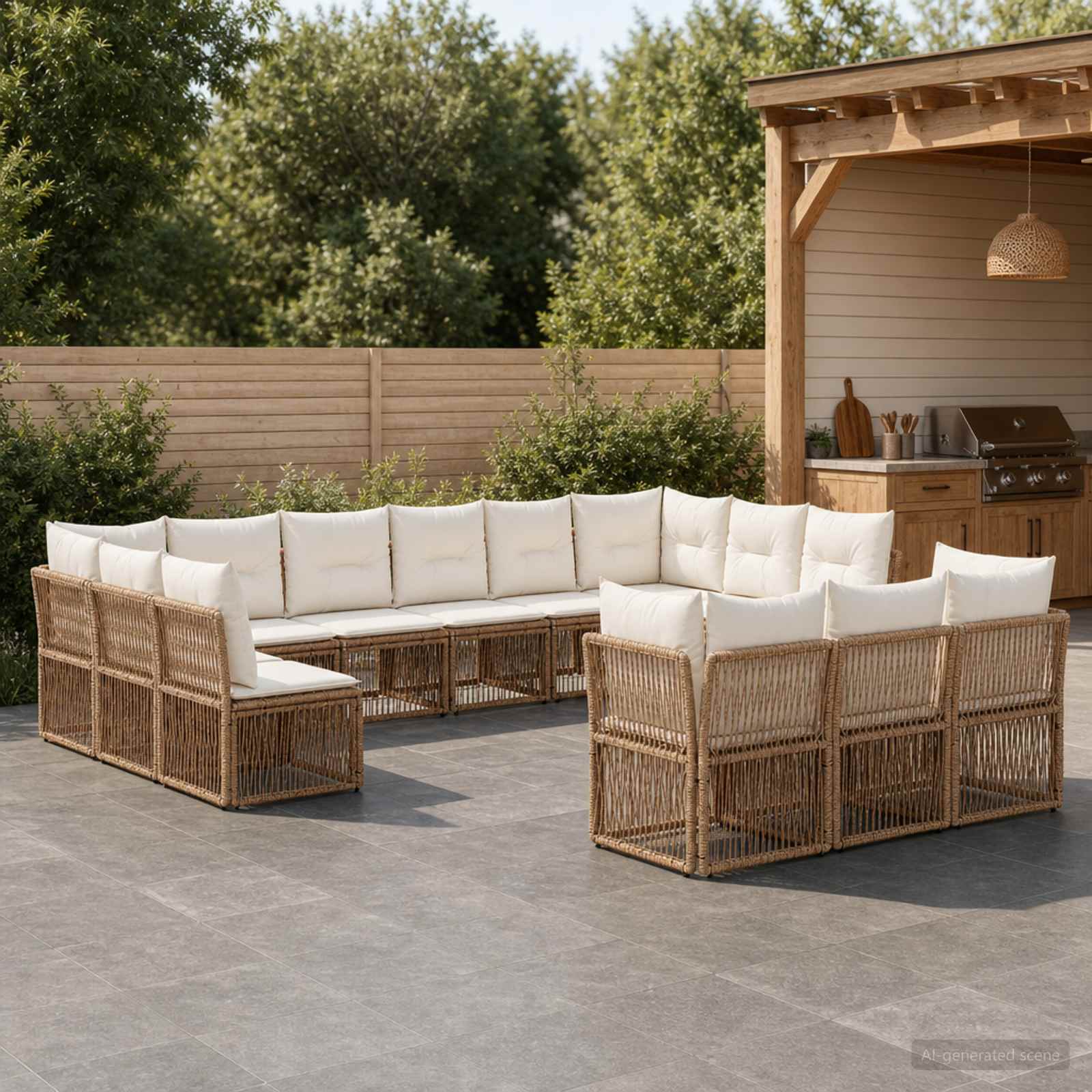 Set Divano da Giardino 13 pcs Beige polyrattan | homemem39