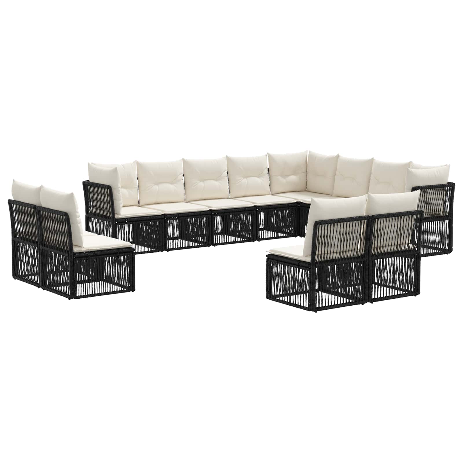 Set Divano da Giardino 12 pcs Nero polyrattan | homemem39