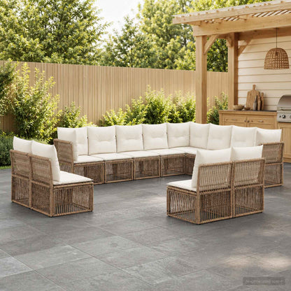 Set Divano da Giardino 12 pcs Beige polyrattan | homemem39