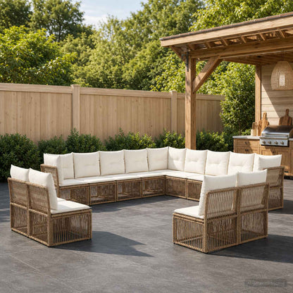 Set Divano da Giardino 13 pcs Beige polyrattan | homemem39