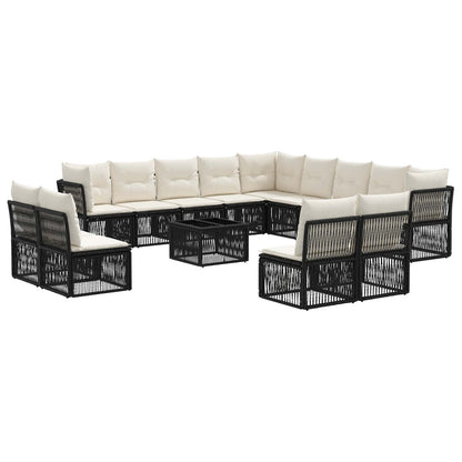 Set Divano da Giardino 14 pcs Nero polyrattan | homemem39