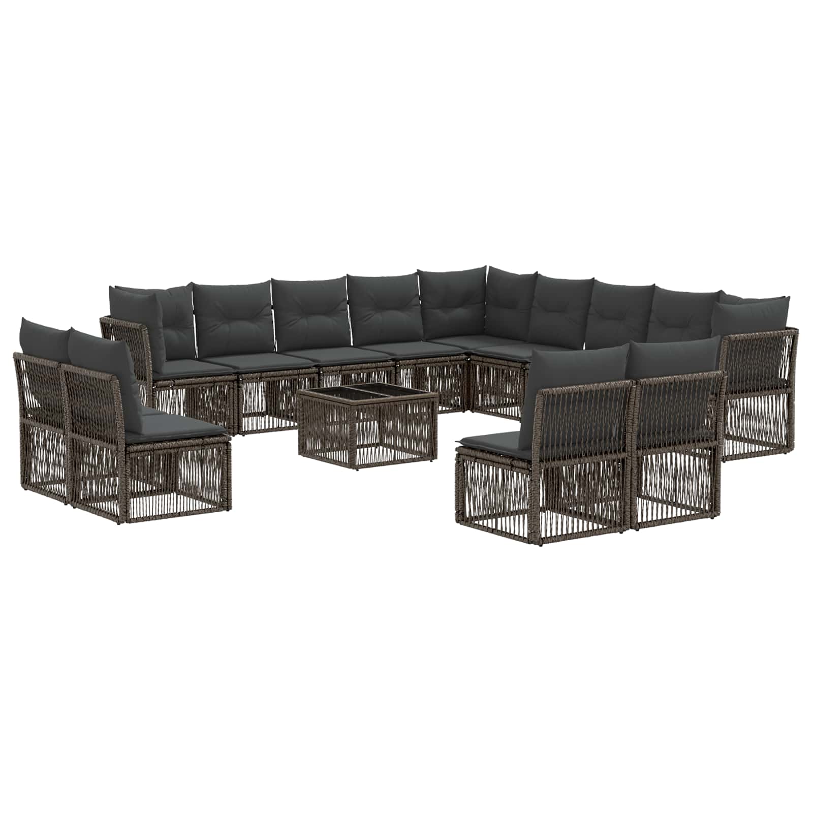 Set Divano da Giardino 14 pcs Grigio polyrattan | homemem39