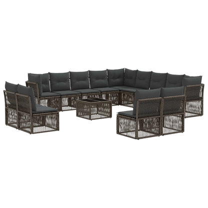 Set Divano da Giardino 14 pcs Grigio polyrattan | homemem39