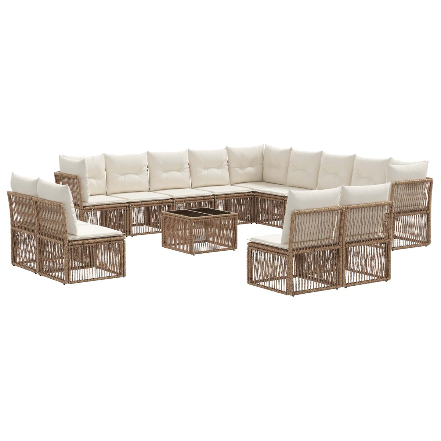 Set Divano da Giardino 14 pcs Beige polyrattan | homemem39