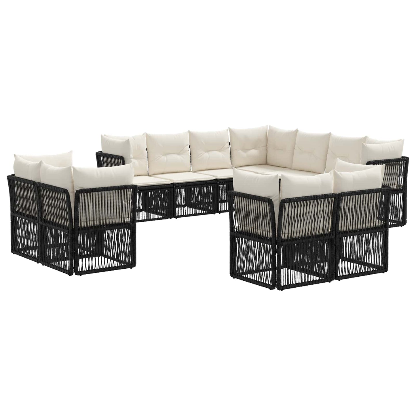 Set Divano da Giardino 11 pcs Nero polyrattan | homemem39