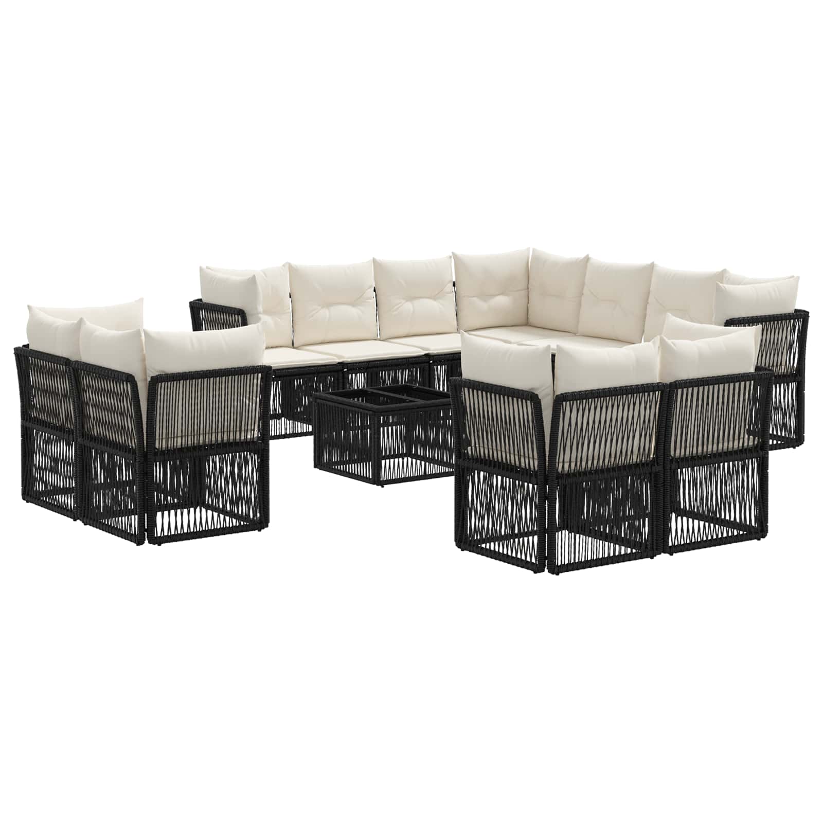 Set Divano da Giardino 12 pcs Nero polyrattan | homemem39
