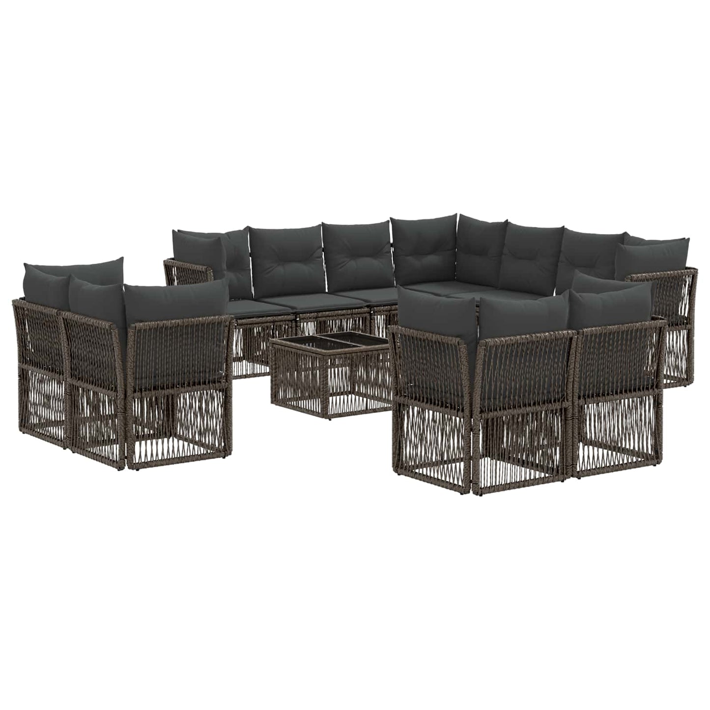 Set Divano da Giardino 12 pcs Grigio polyrattan