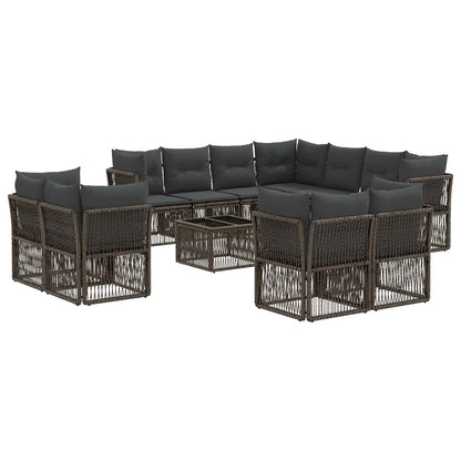 Set Divano da Giardino 12 pcs Grigio polyrattan