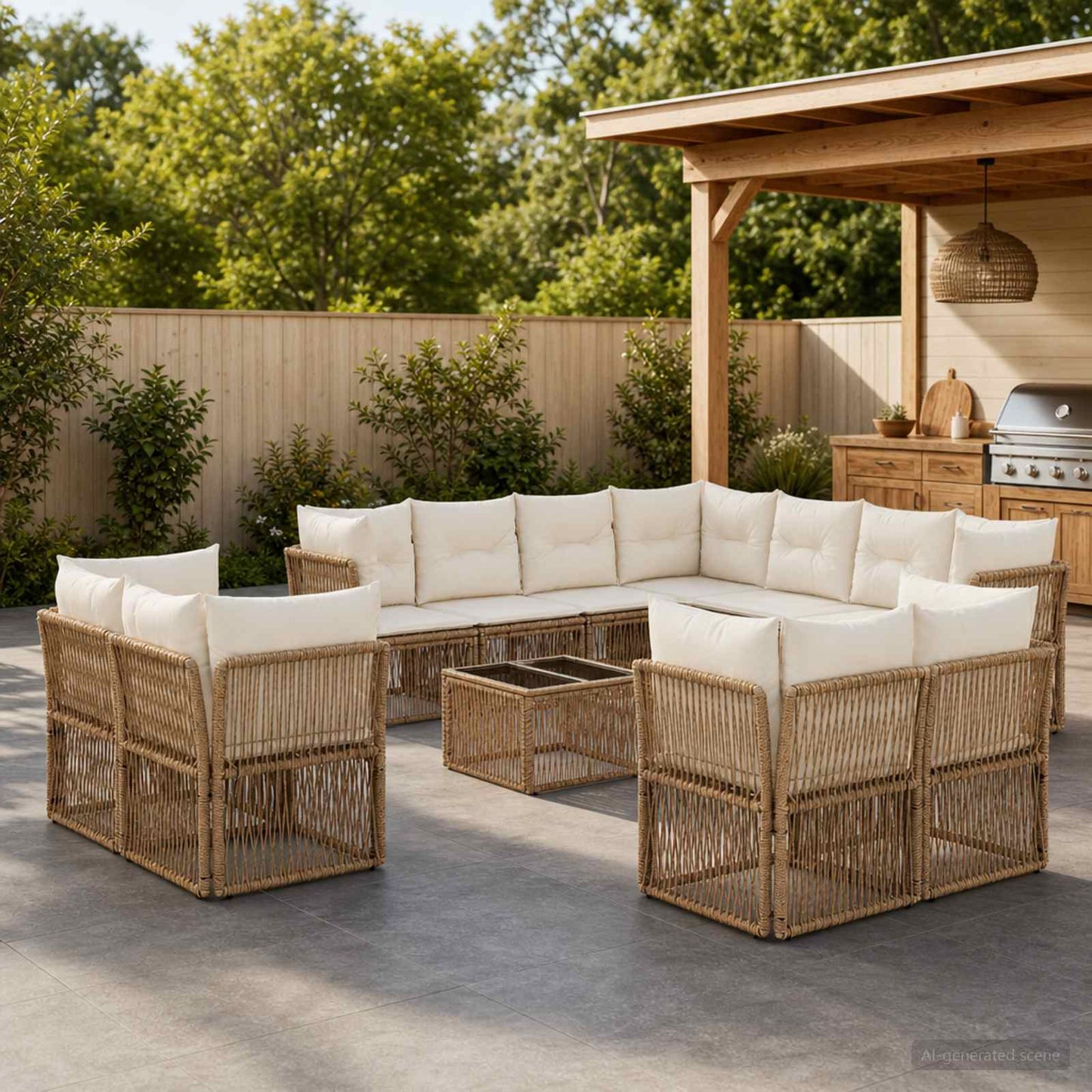Set Divano da Giardino 12 pcs Beige polyrattan | homemem39