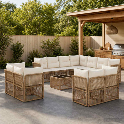 Set Divano da Giardino 12 pcs Beige polyrattan | homemem39