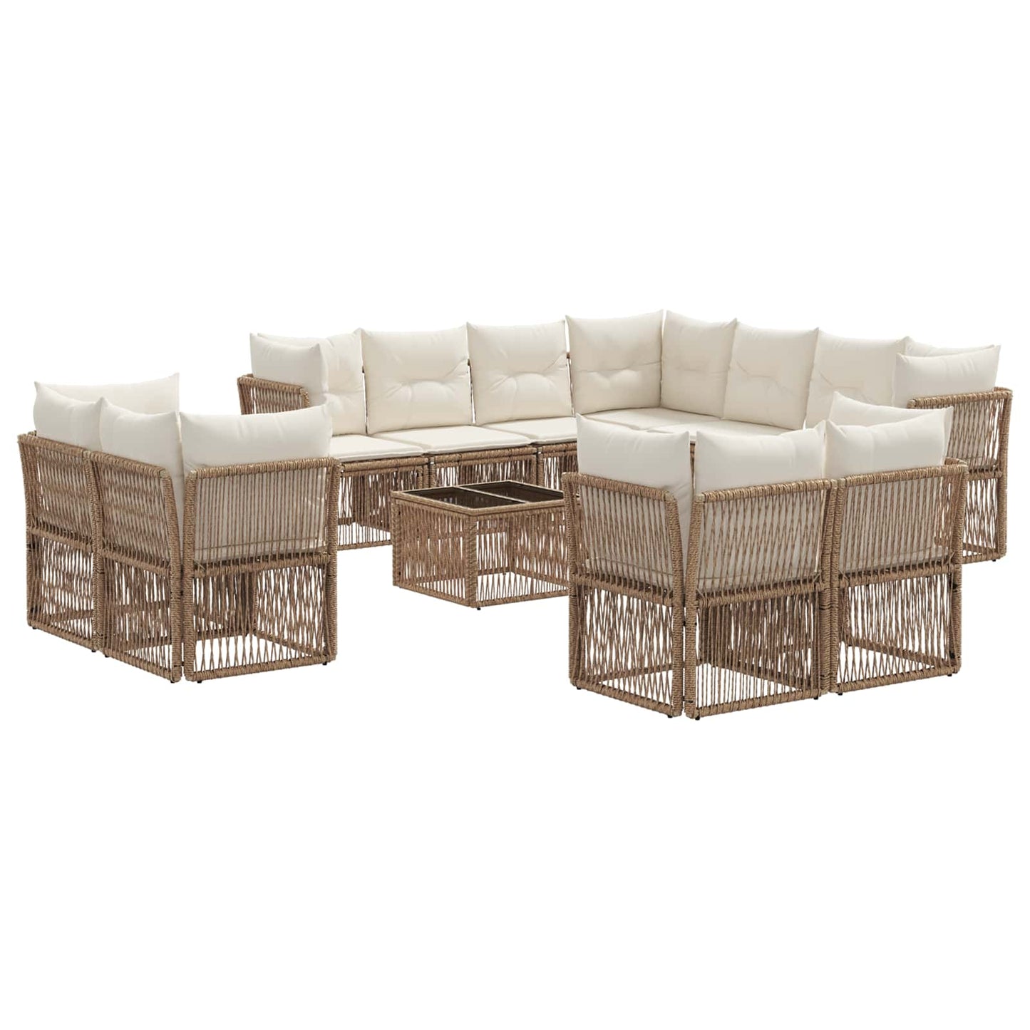 Set Divano da Giardino 12 pcs Beige polyrattan | homemem39