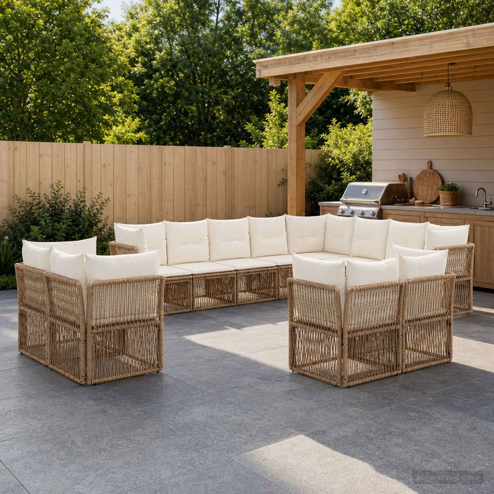 Set Divano da Giardino 12 pcs Beige polyrattan | homemem39