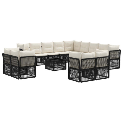 Set Divano da Giardino 14 pcs Nero polyrattan | homemem39