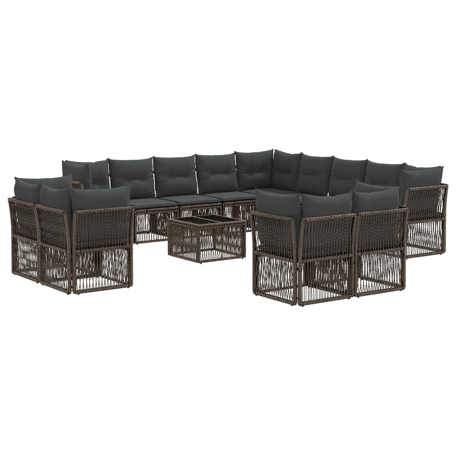 Set Divano da Giardino 14 pcs Grigio polyrattan | homemem39