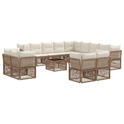 Set Divano da Giardino 14 pcs Beige polyrattan | homemem39