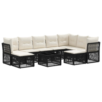 Set Divano da Giardino 10 pcs Nero polyrattan | homemem39