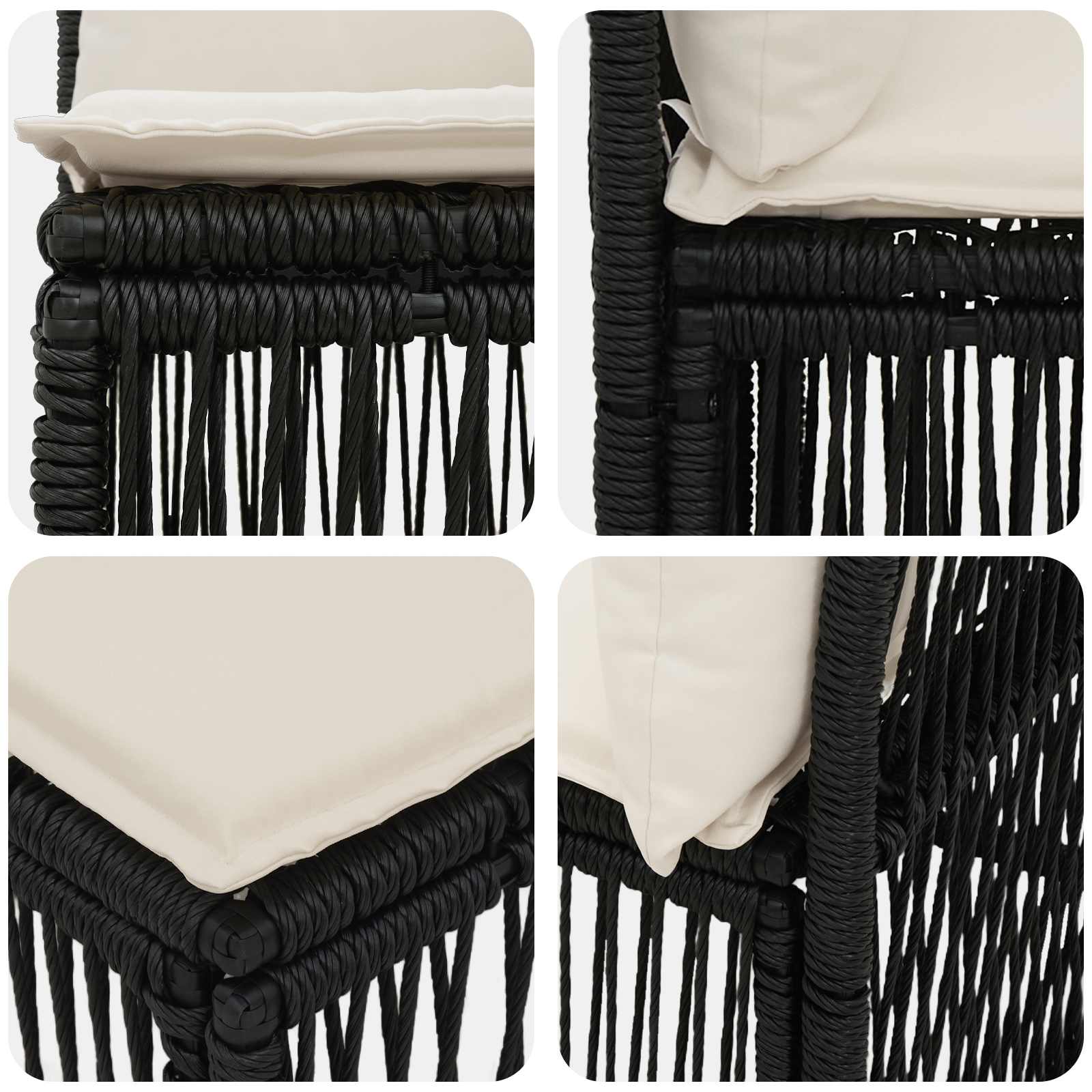 Set Divano da Giardino 8 pz 8-Numero di posti Nero polyrattan | homemem39