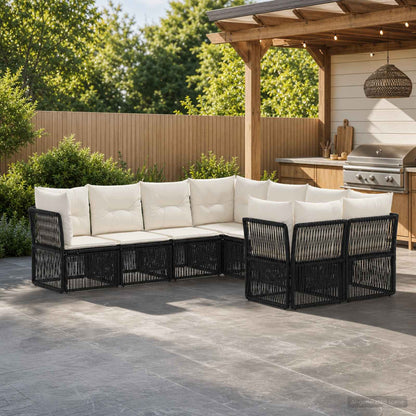 Set Divano da Giardino 8 pz 8-Numero di posti Nero polyrattan | homemem39