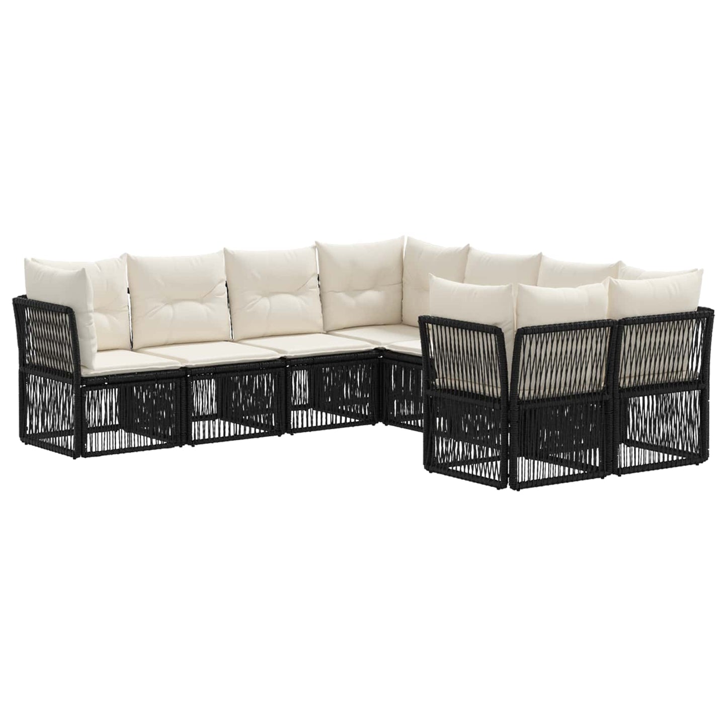 Set Divano da Giardino 8 pz 8-Numero di posti Nero polyrattan | homemem39