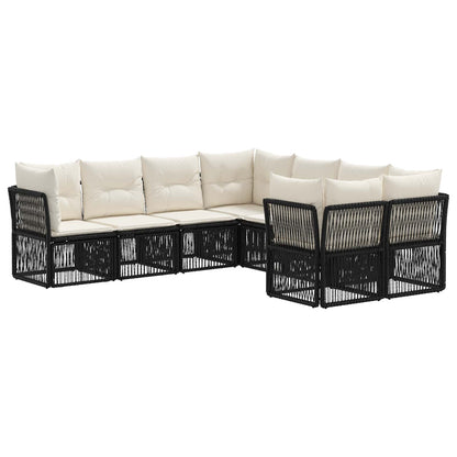 Set Divano da Giardino 8 pz 8-Numero di posti Nero polyrattan | homemem39