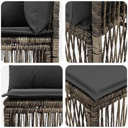 Set Divano da Giardino 8 pz 8-Numero di posti Grigio polyrattan | homemem39