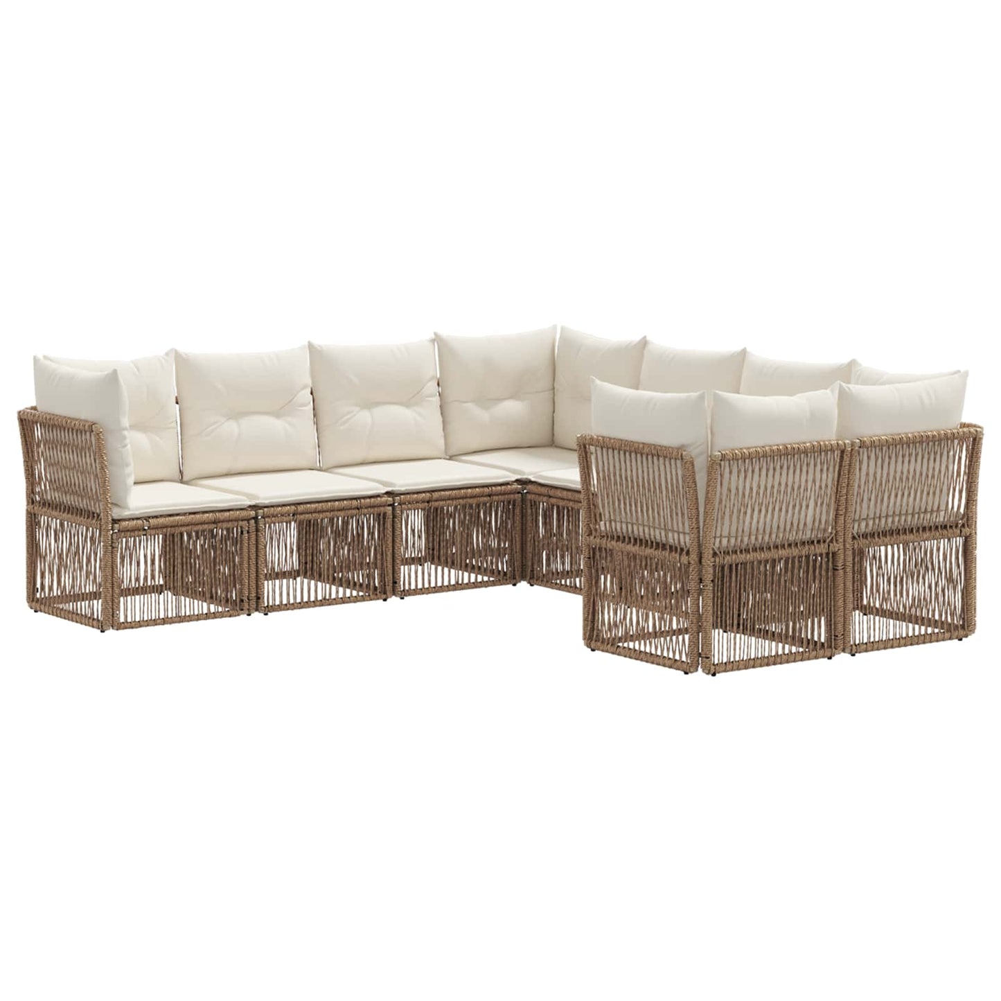 Set Divano da Giardino 8 pz 8-Numero di posti Beige polyrattan | homemem39