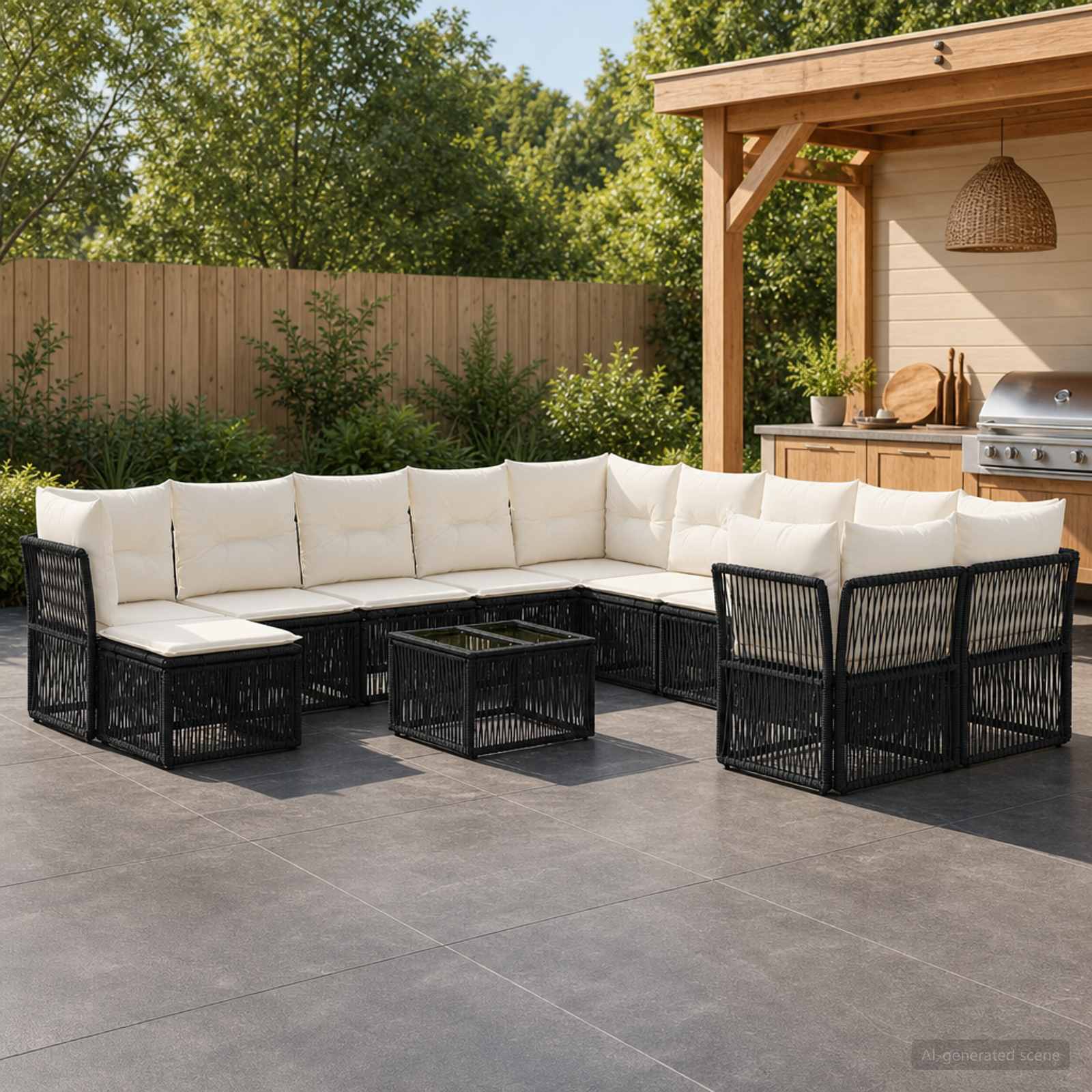 Set Divano da Giardino 12 pcs Nero polyrattan | homemem39