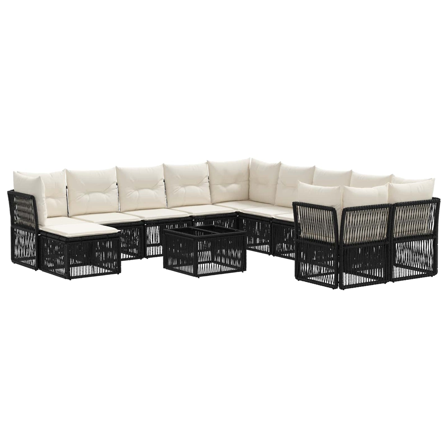 Set Divano da Giardino 12 pcs Nero polyrattan | homemem39