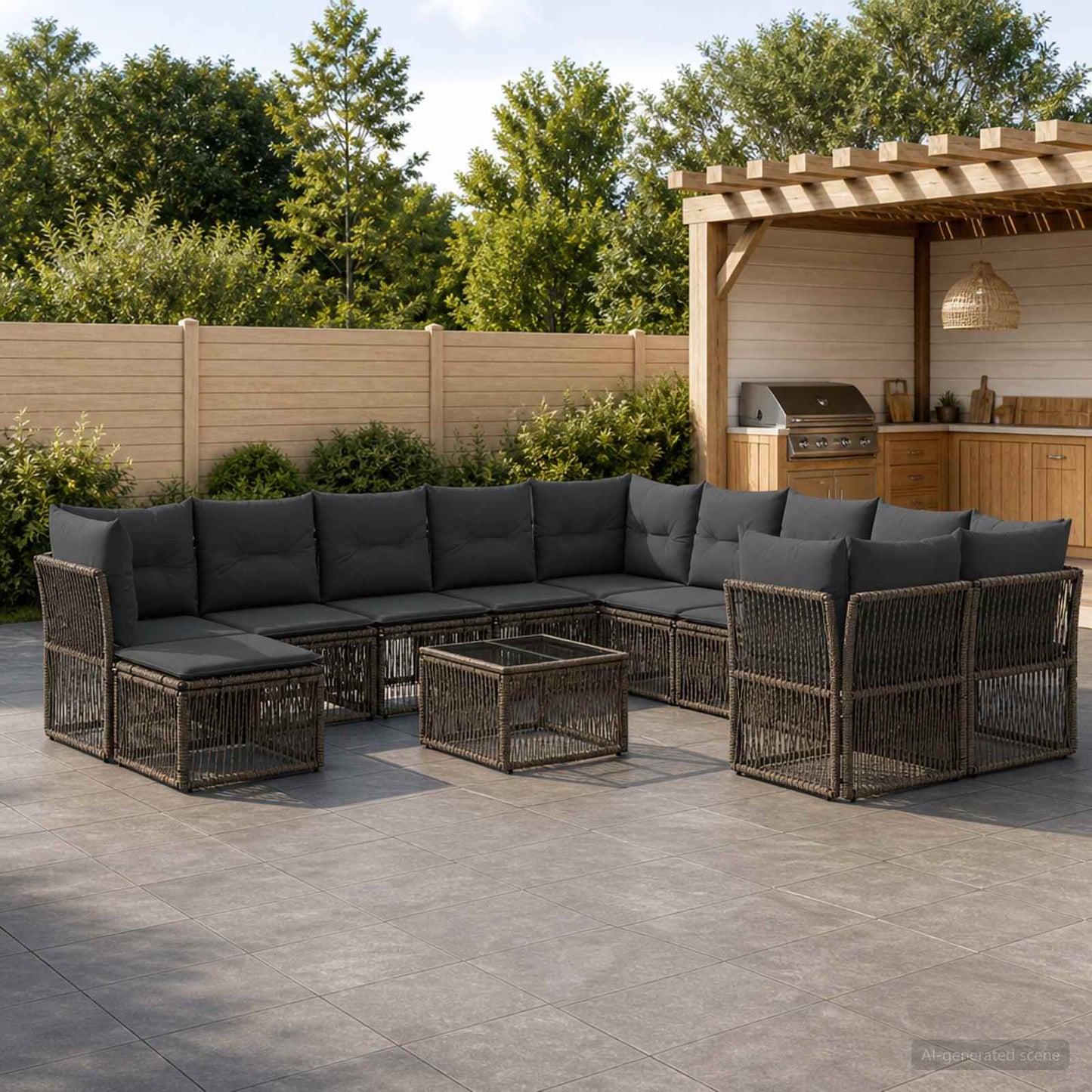 Set Divano da Giardino 12 pcs Grigio polyrattan | homemem39