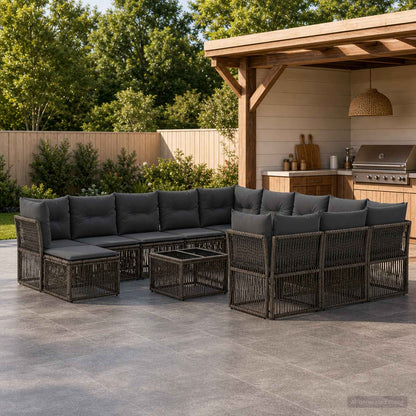 Set Divano da Giardino 13 pcs Grigio polyrattan | homemem39