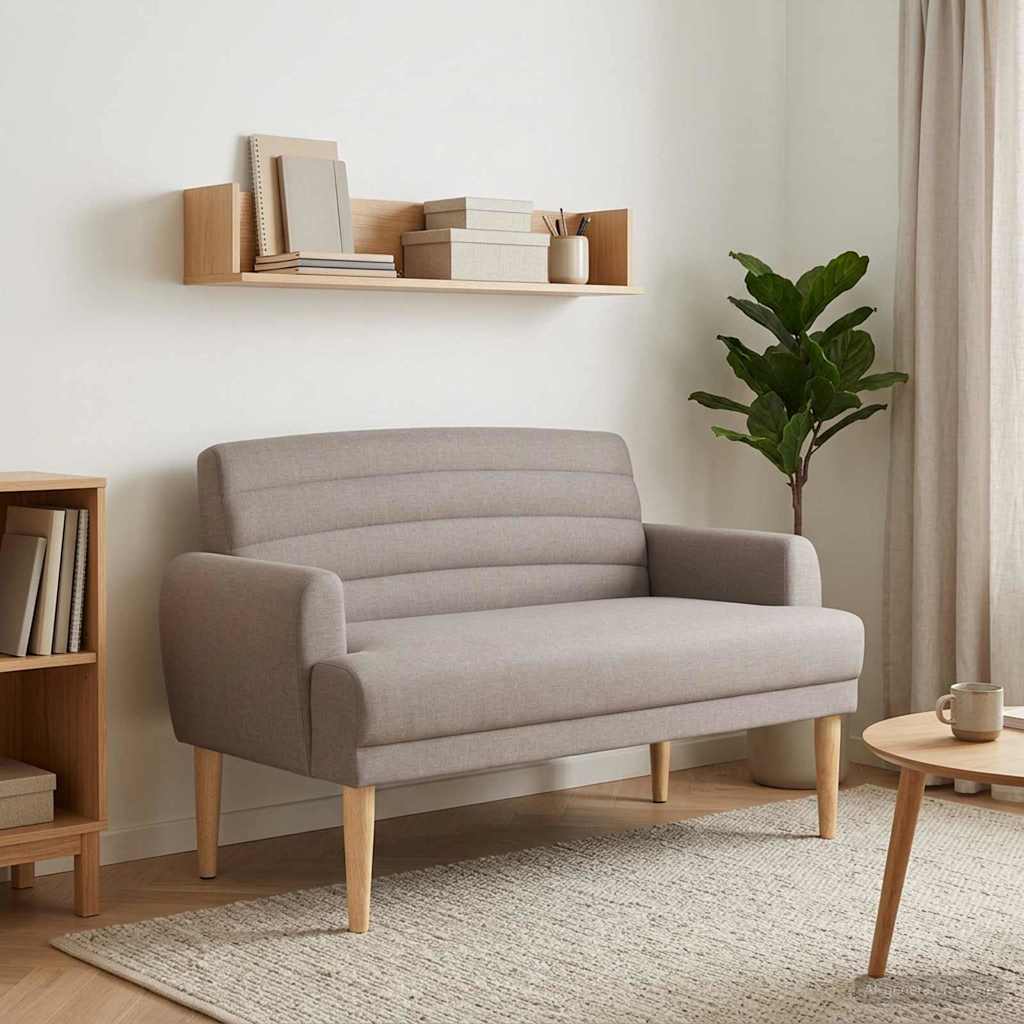 Loveseat con bottoni imbottiti Tortora 116 x 67 x 80 cm Tessuto | homemem39