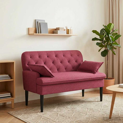 Loveseat con bottoni imbottiti Rosso Vino 111 x 68 x 80 cm | homemem39