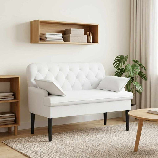 Loveseat con bottoni imbottiti Bianco 111 x 68 x 80 cm Tessuto | homemem39