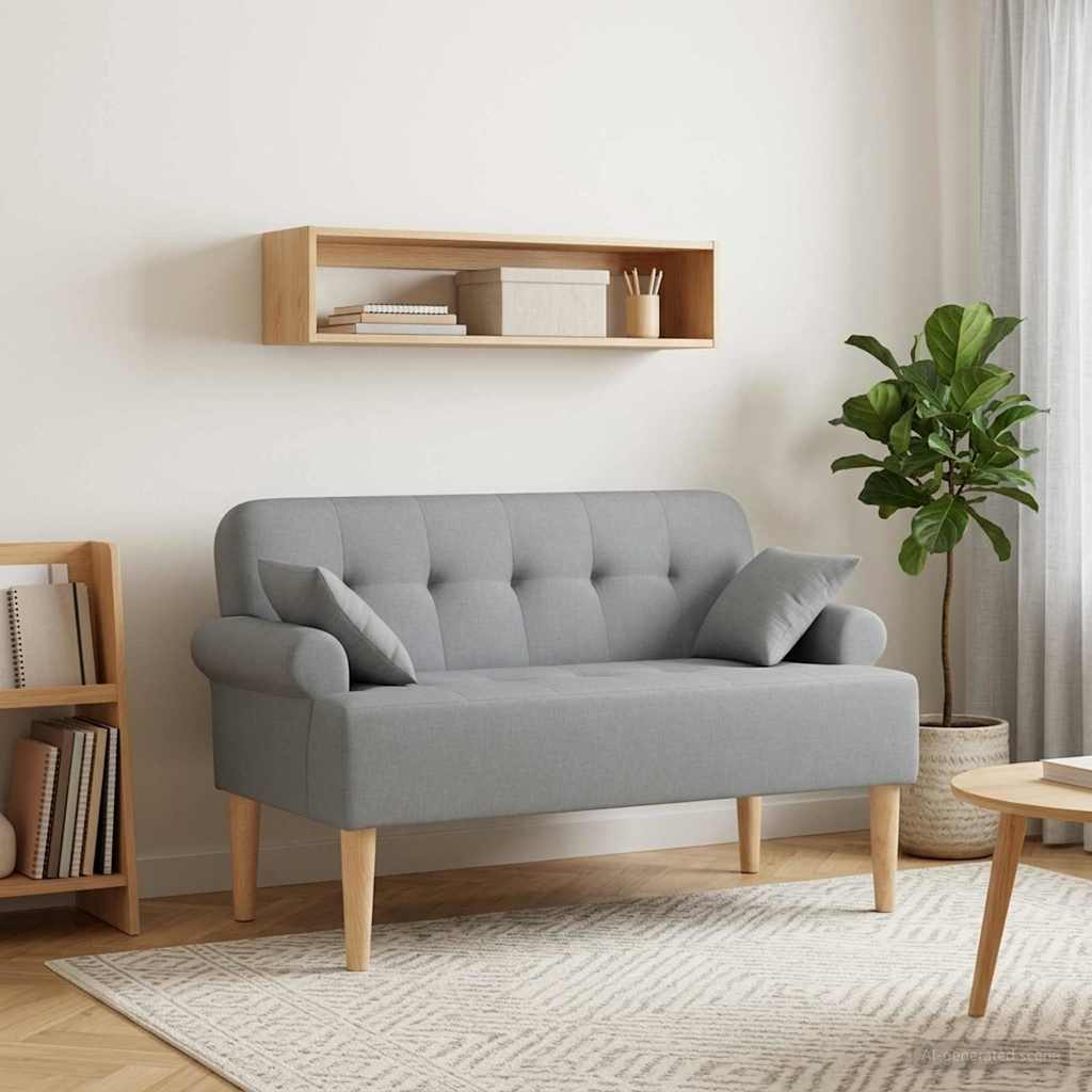 Loveseat con bottoni imbottiti Grigio Chiaro 120 x 65 x 79 cm | homemem39