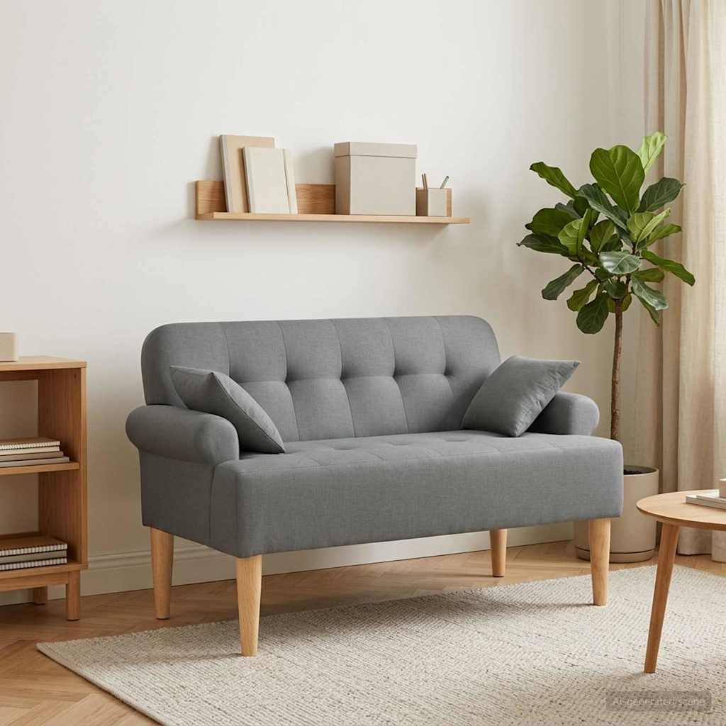 Loveseat con bottoni imbottiti Grigio Scuro 120 x 65 x 79 cm | homemem39