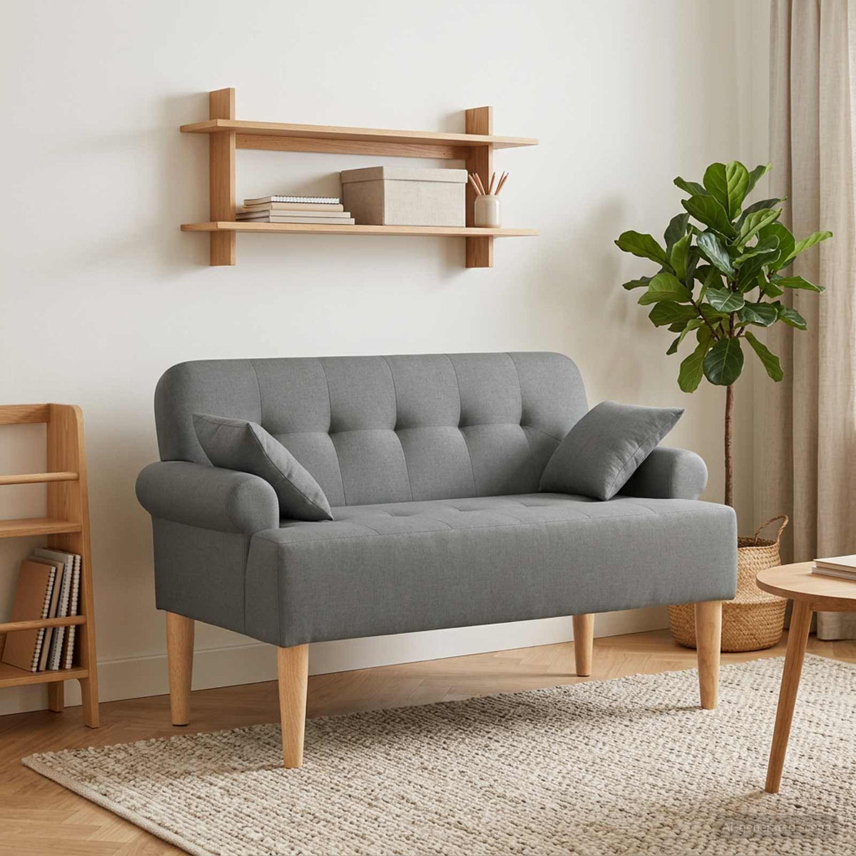 Loveseat con bottoni imbottiti Grigio Scuro 120 x 65 x 79 cm | homemem39